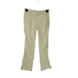 Anthropolgie Level 99 Women's Casual Chino Linen Blend Flare Leg Pants Yellow Si